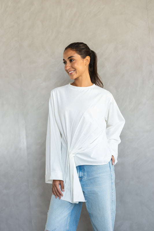 Draped Long Sleeve Top