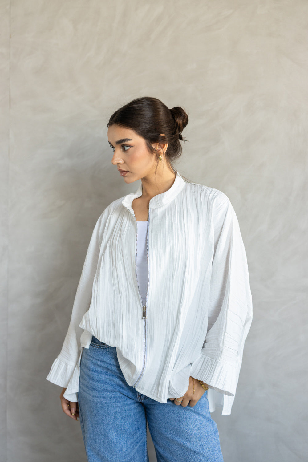Crushed zipper Top
