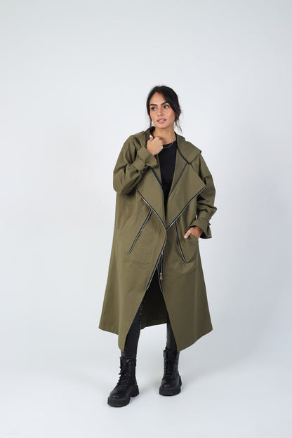 Zipper Coat - Olive