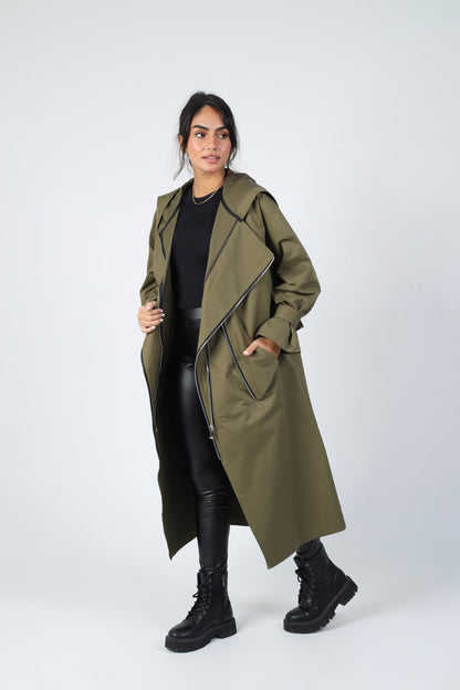 Zipper Coat - Olive