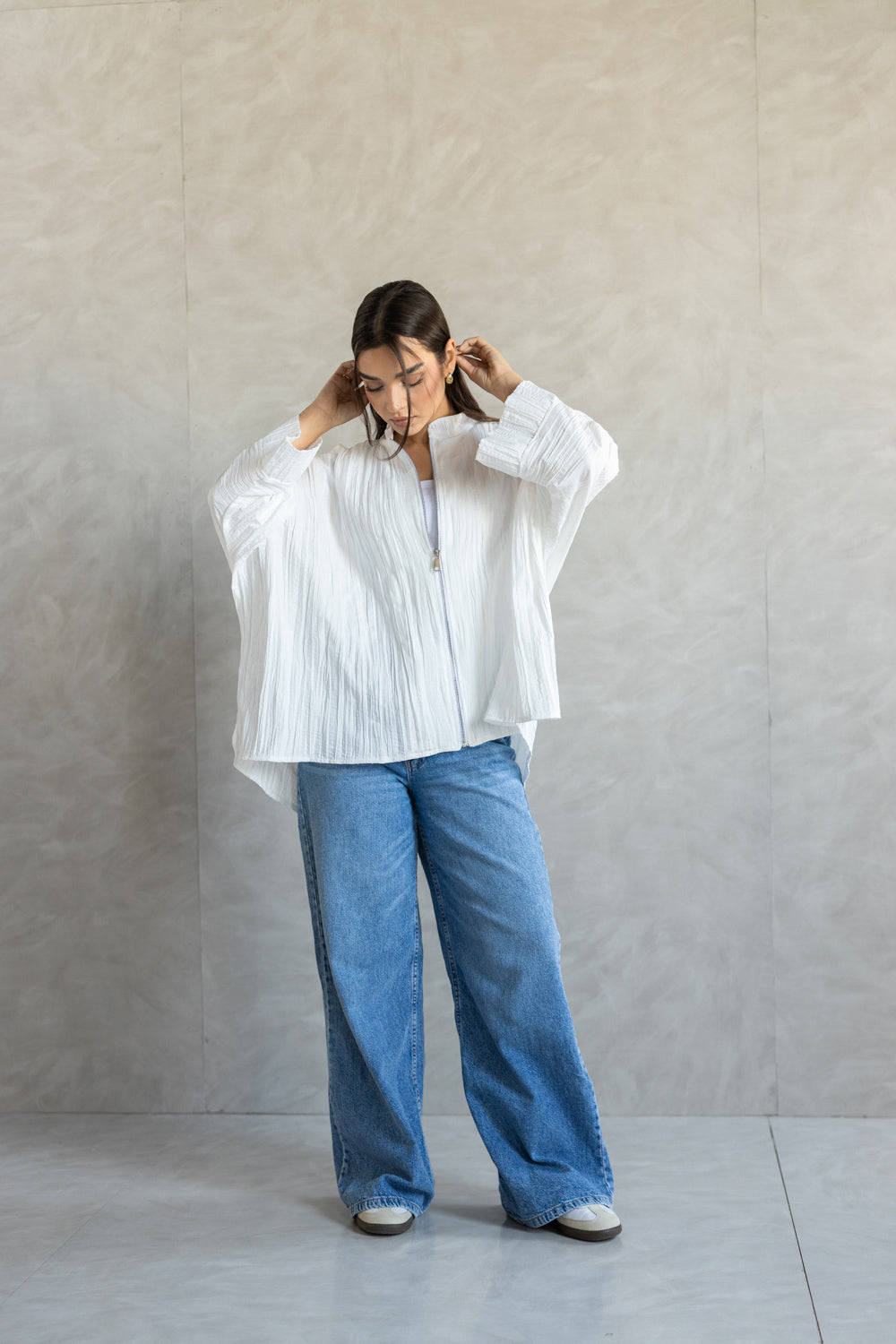 Crushed zipper Top