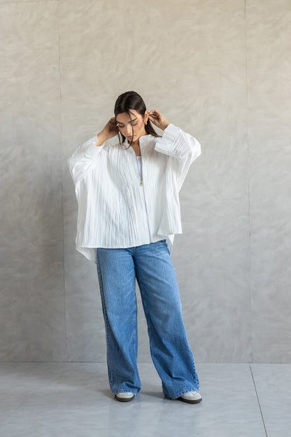 Crushed zipper Top