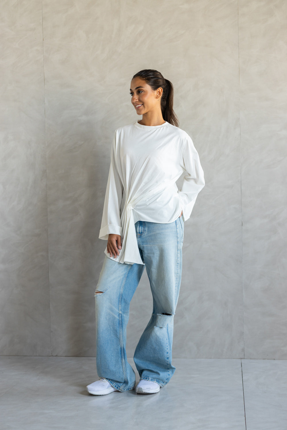 Draped Long Sleeve Top